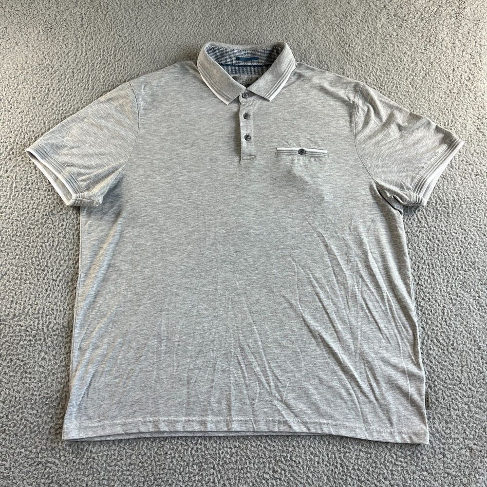 NEW Ted Baker Polo Shirt Mens 7 3XL Gray Modal Blend Golf‎ Casual Pocket Outdoor